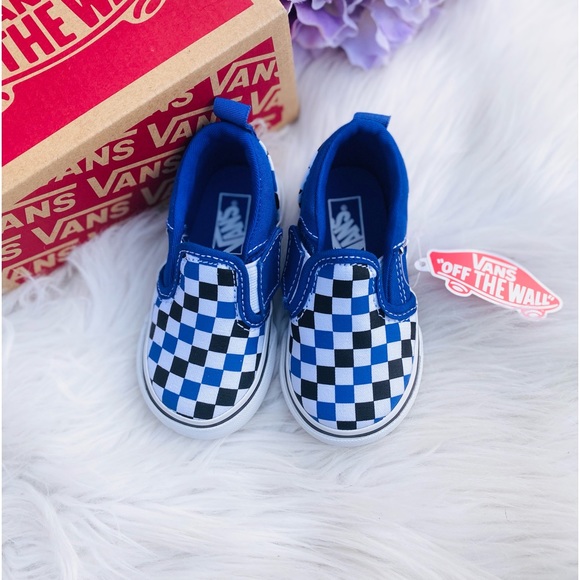 Sold ❤️Baby Blue Checkered Slip On Vans - Picture 2 of 5